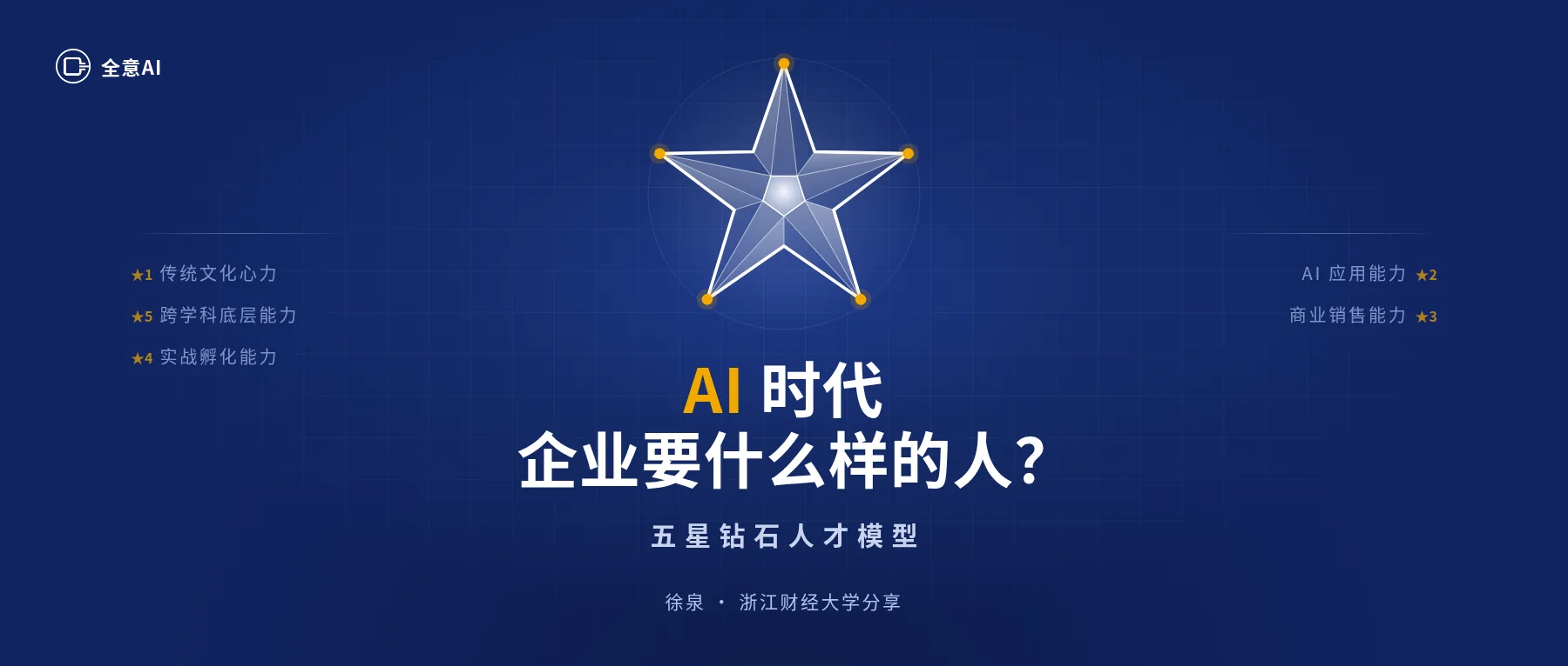 AI 时代企业要什么样的人？五星钻石人才模型——徐泉在浙江财经大学的分享